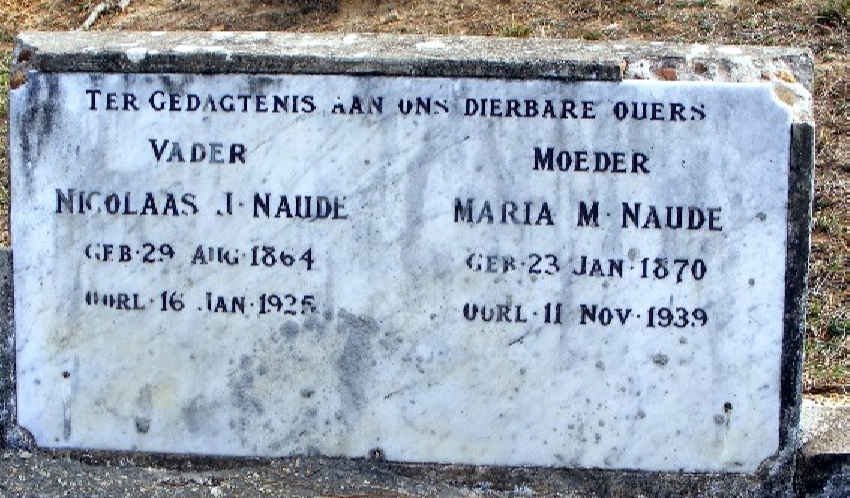 NAUDE Nicolaas J. 1864-1925 &amp; Maria M. 1870-1939