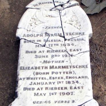 MARMETSCHKE Adolph 1834-1916 &amp; Elizabeth POTTER 1834-1907 