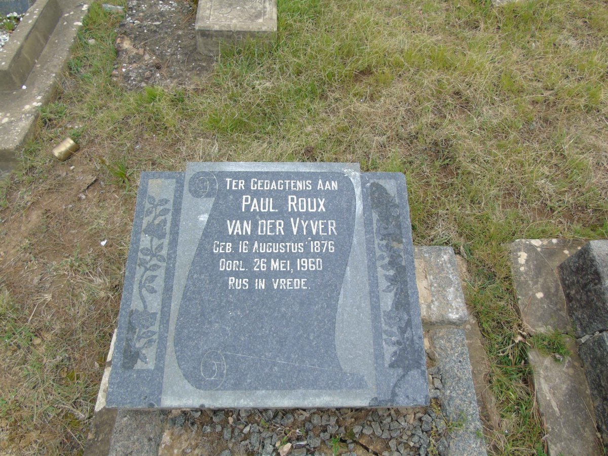VYVER Paul Roux, van der 1876-1960