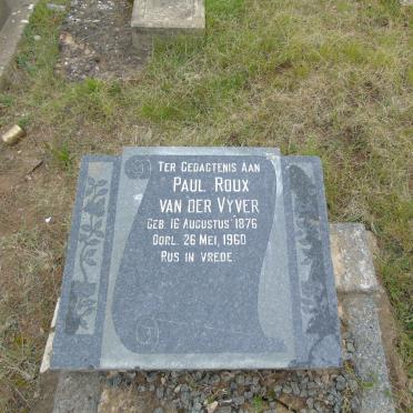 VYVER Paul Roux, van der 1876-1960 :: HEYNS Dorothea Gertruida Marthina nee VAN DER VYVER 1907-1980