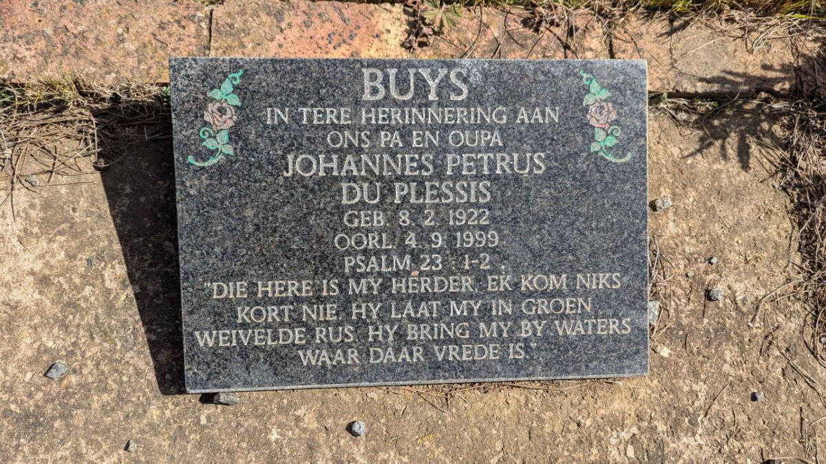 BUYS Johannes Petrus du Plessis 1922-1999