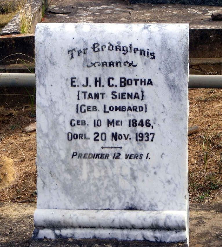 BOTHA E.J.H.C. nee LOMBARD 1846-1937