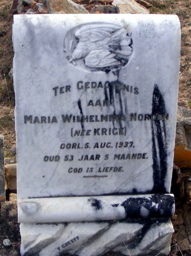 NORDEN Maria Wilhelmina nee KRIGE -1937