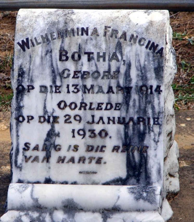 BOTHA Wilhelmina Francina 1914-1930