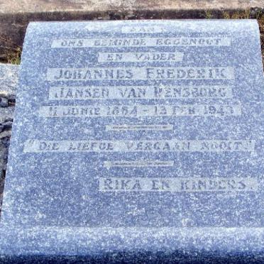RENSBURG Johannes Frederik, Jansen van 1864-1943