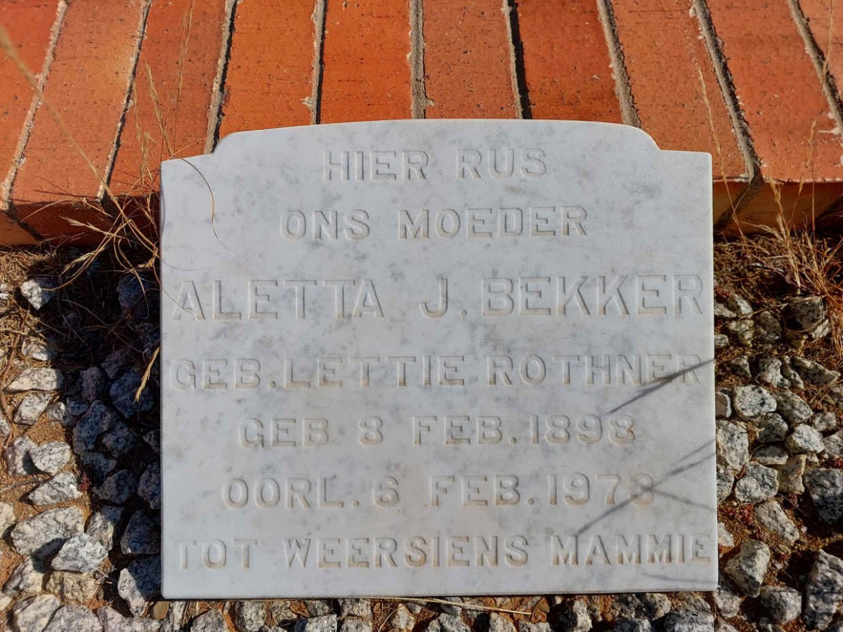 BEKKER Aletta J. nee ROTHNER 1898-1973