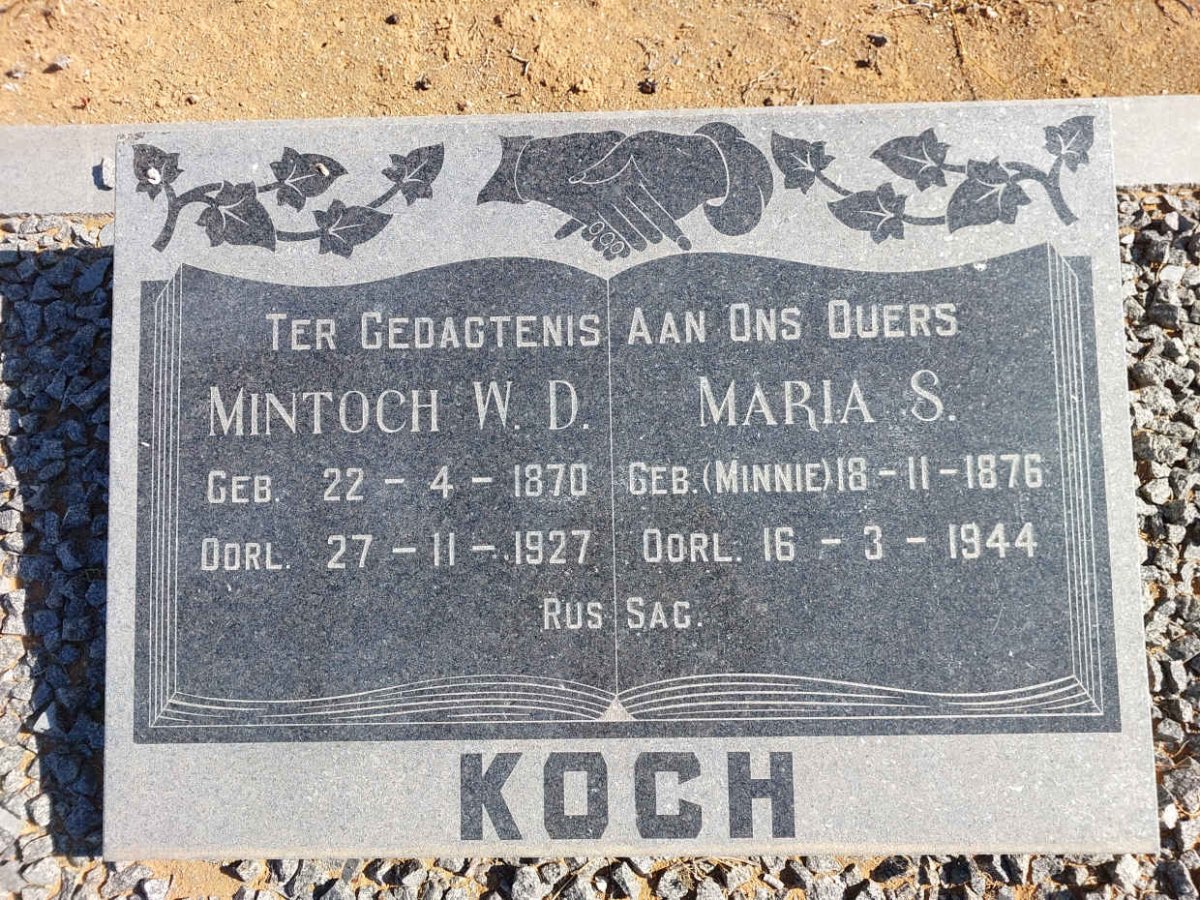 KOCH Mintoch W.D. 1870-1927 &amp; MINNIE Maria S. 1876-1944