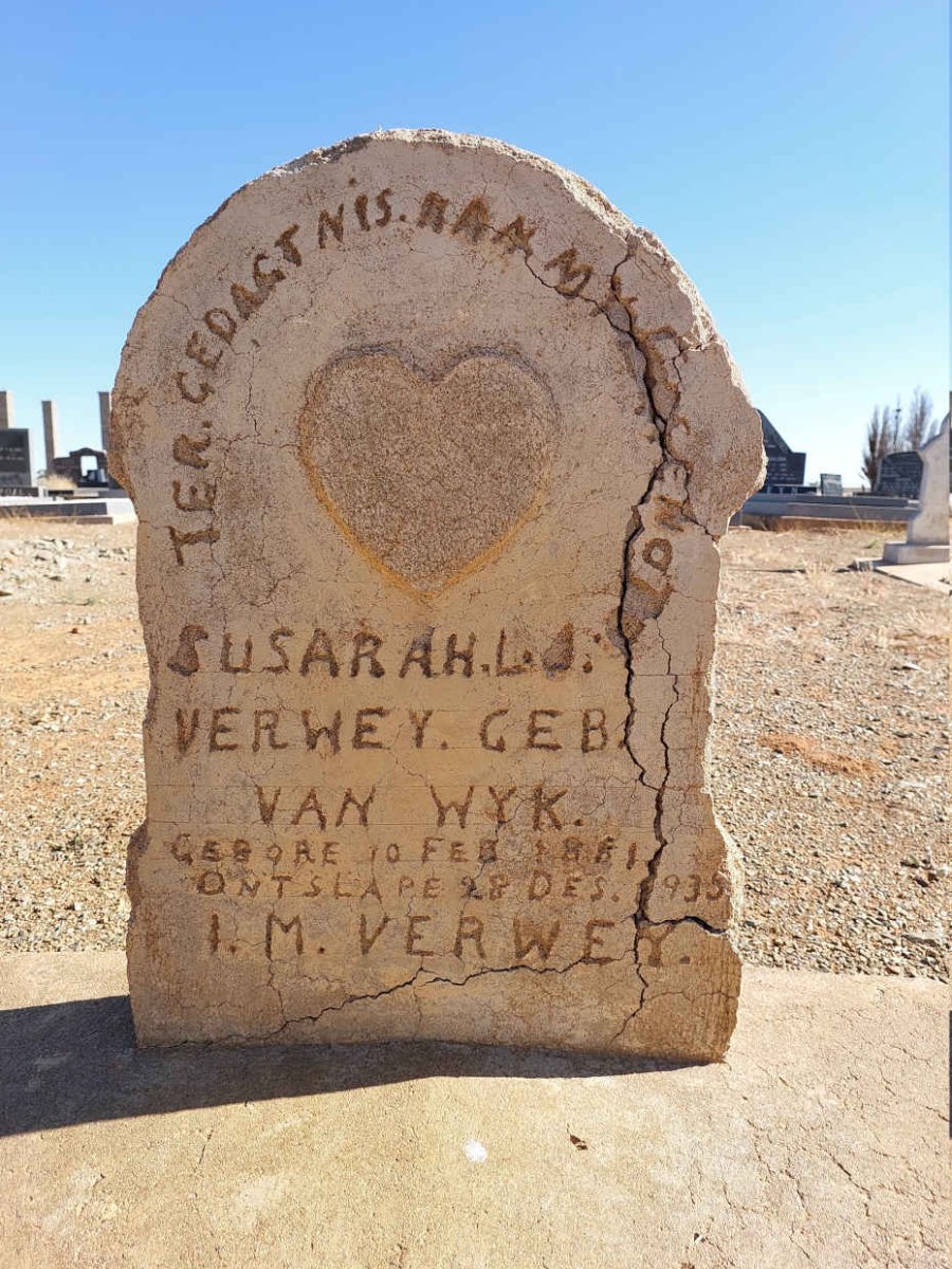 VERWEY Susarah L.J. nee VAN WYK 1881-1935