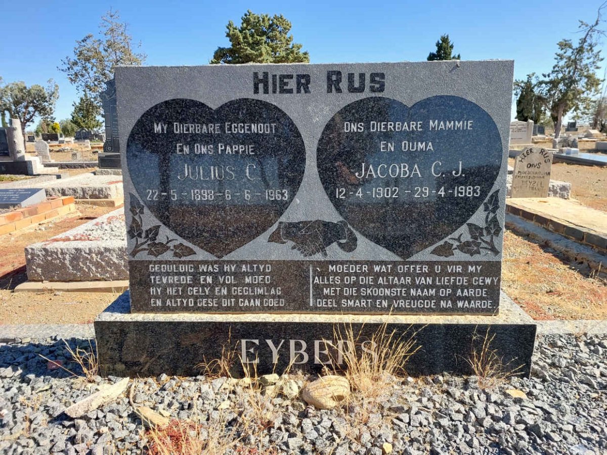 EYBERS Julius C. 1898-1963 &amp; Jacoba C.J. 1902-1983
