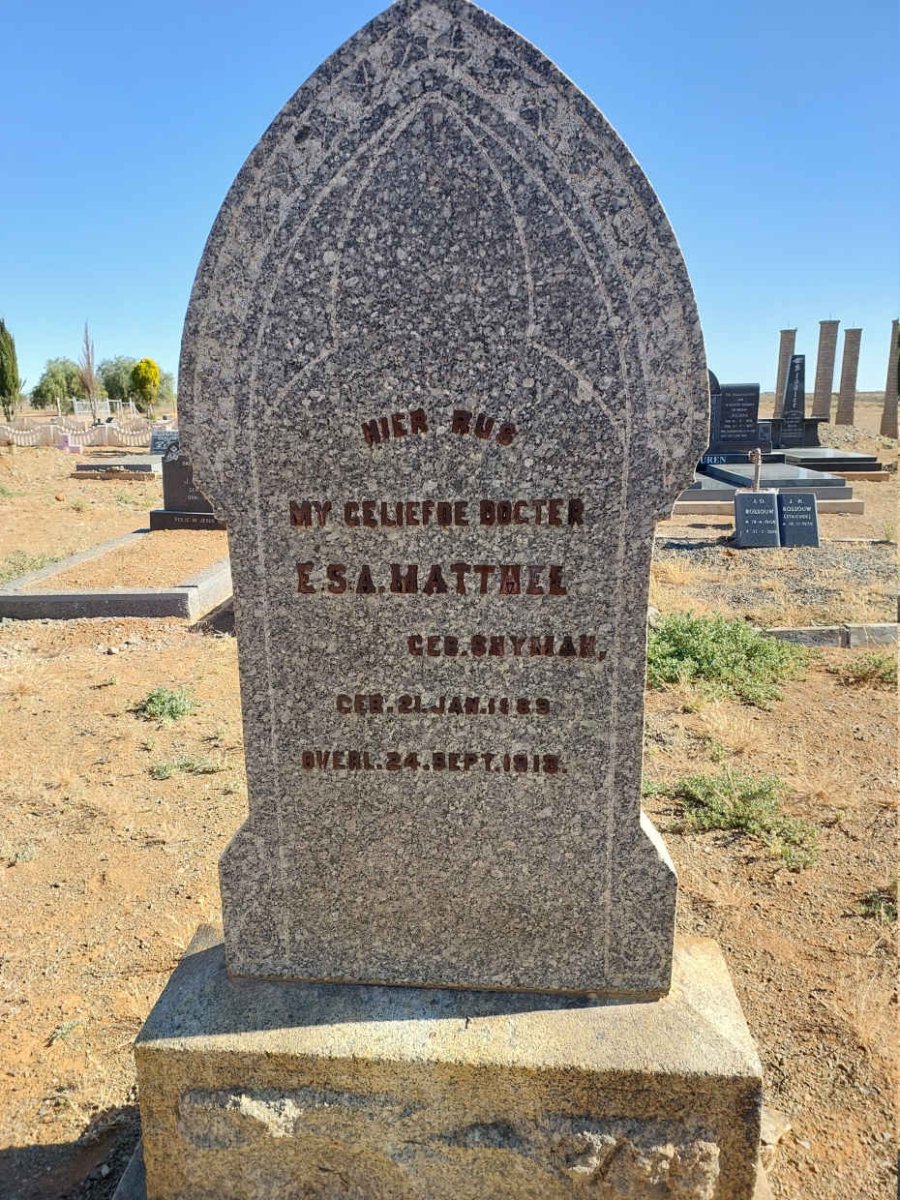 MATTHEE E.S.A. nee SNYMAN 1889-1918