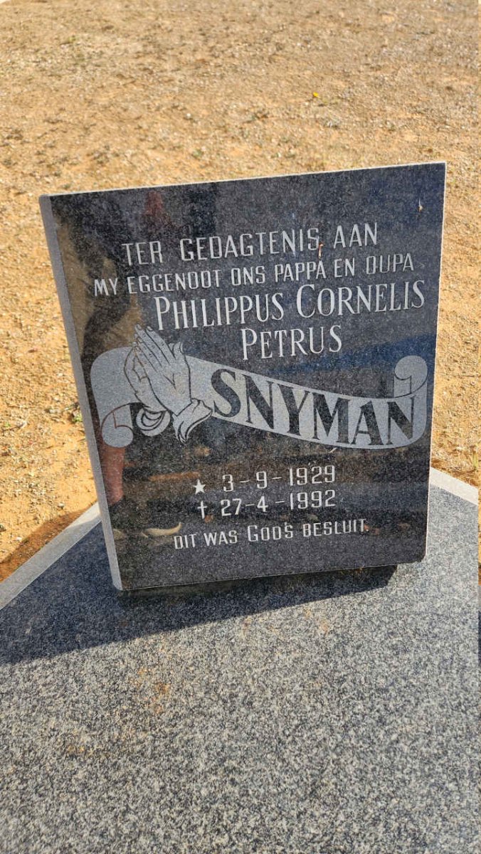 SNYMAN Philippus Cornelis Petrus 1929-1992