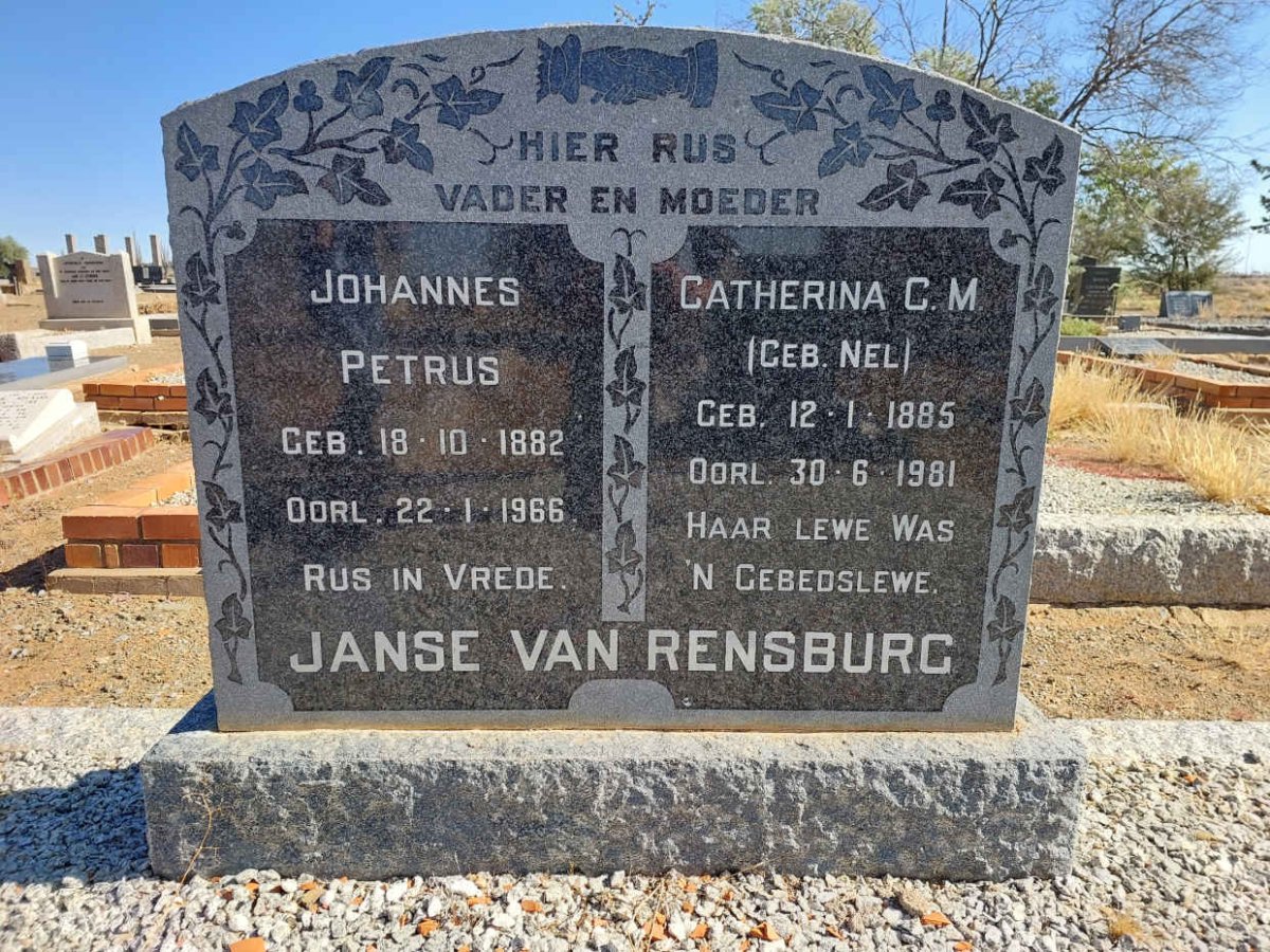 RENSBURG Johannes Petrus, Janse van 1882-1966 &amp; Catherina C.M. NEL 1885-1981
