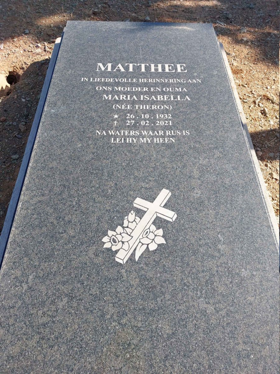 MATTHEE Maria Isabella nee THERON 1932-2021