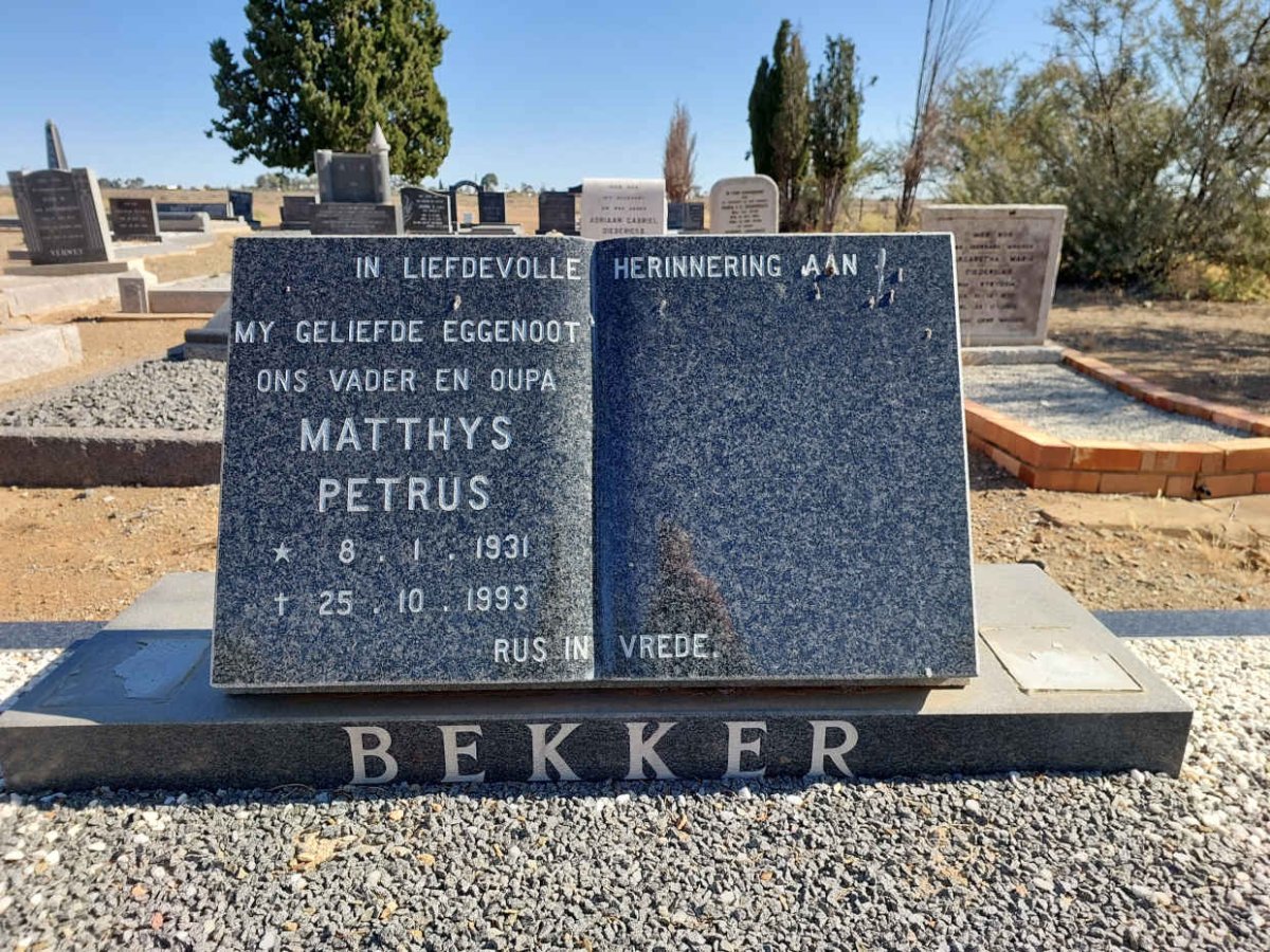 BEKKER Matthys Petrus 1931-1993