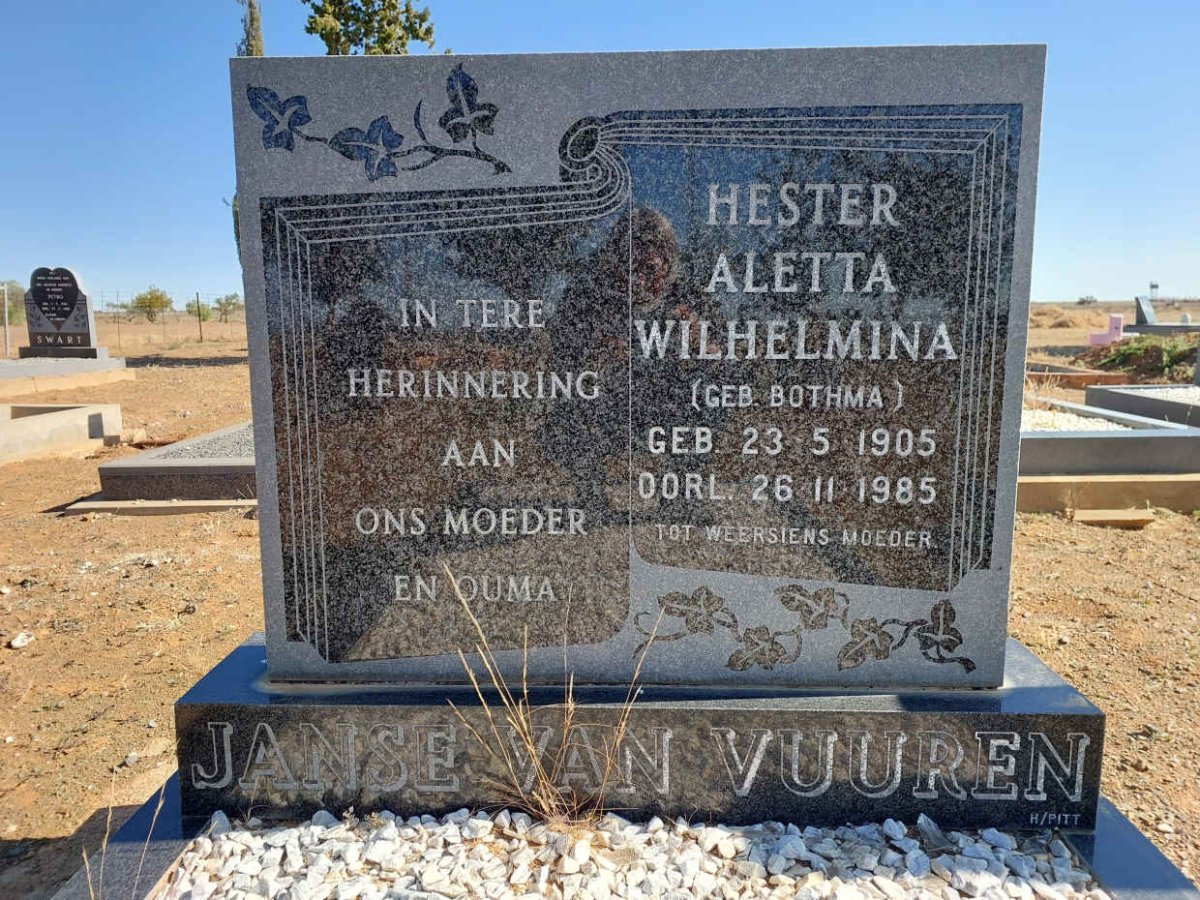 VUUREN Hester Aletta Wilhelmina, Janse van nee BOTHMA 1905-1985