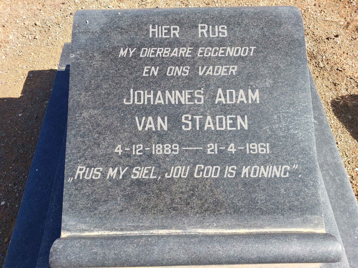 STADEN Johannes Adam, van 1889-1961