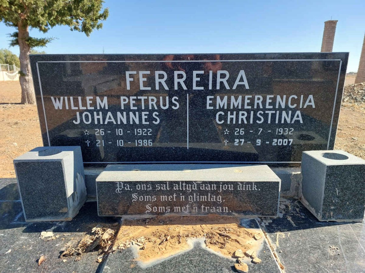 FERREIRA Willem Petrus Johannes 1922-1986 &amp; Emmerencia Christina 1932-2007