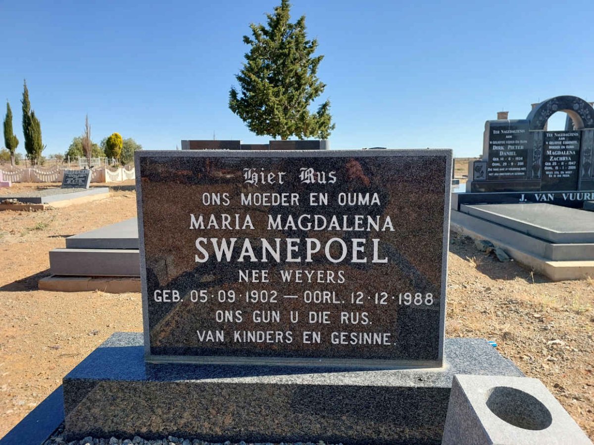 SWANEPOEL Maria Magdalena nee WEYERS 1902-1988