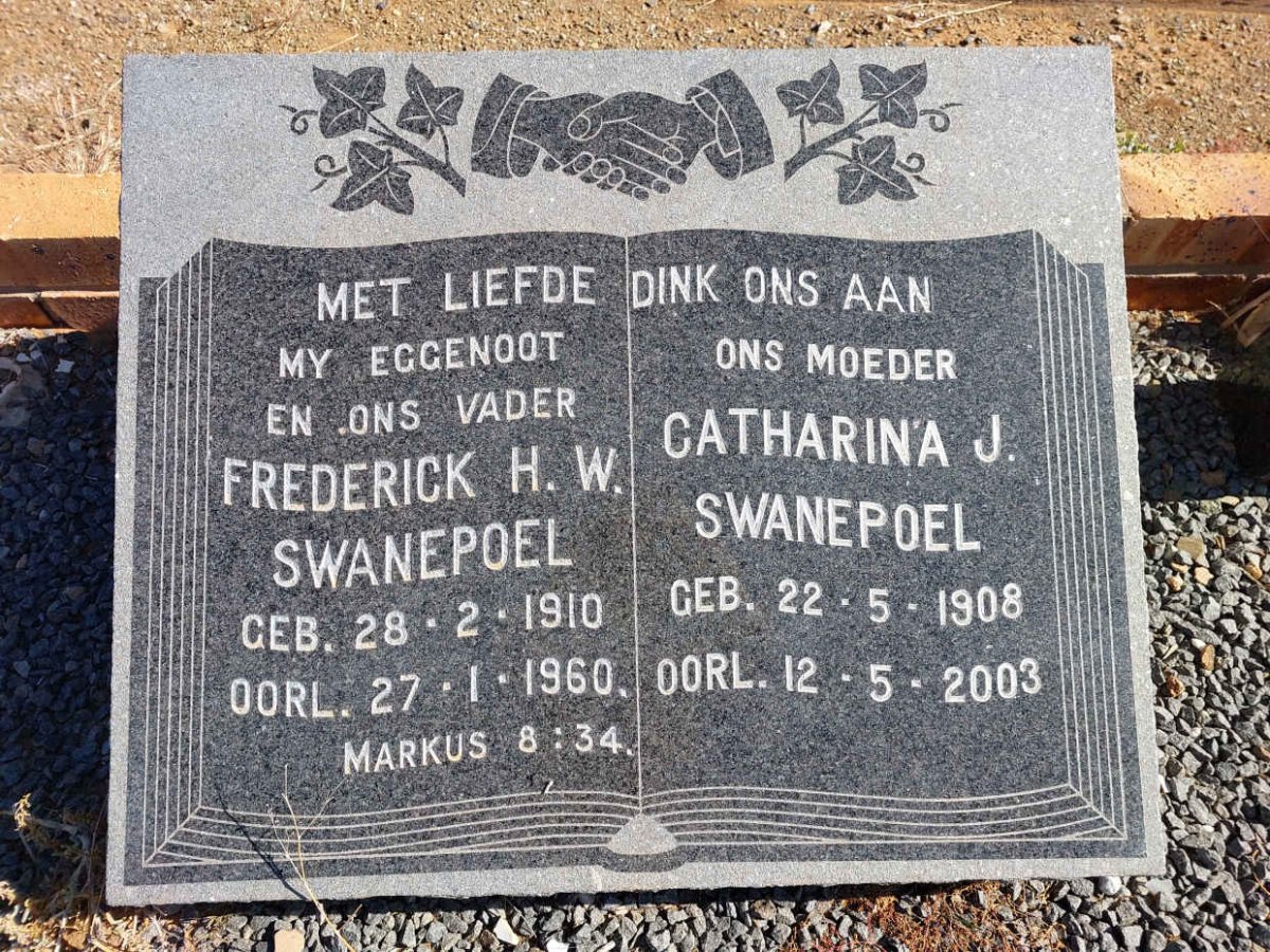 SWANEPOEL Frederick H.W. 1910-1960 &amp; Catharina J. 1908-2003