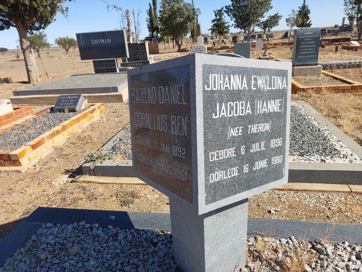 SNIJMAN Barend Daniel Cornelius 1892-1961 &amp; Johanna Ewaldina Jacoba THERON 1896-1880 _3