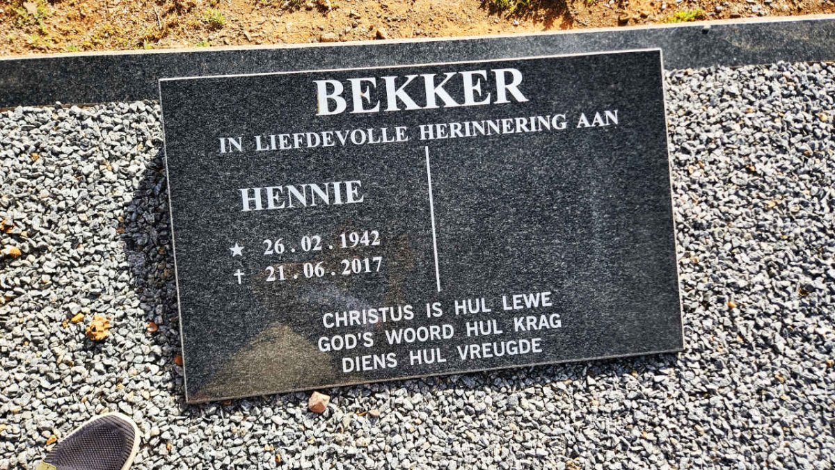BEKKER Hennie 1942-2017