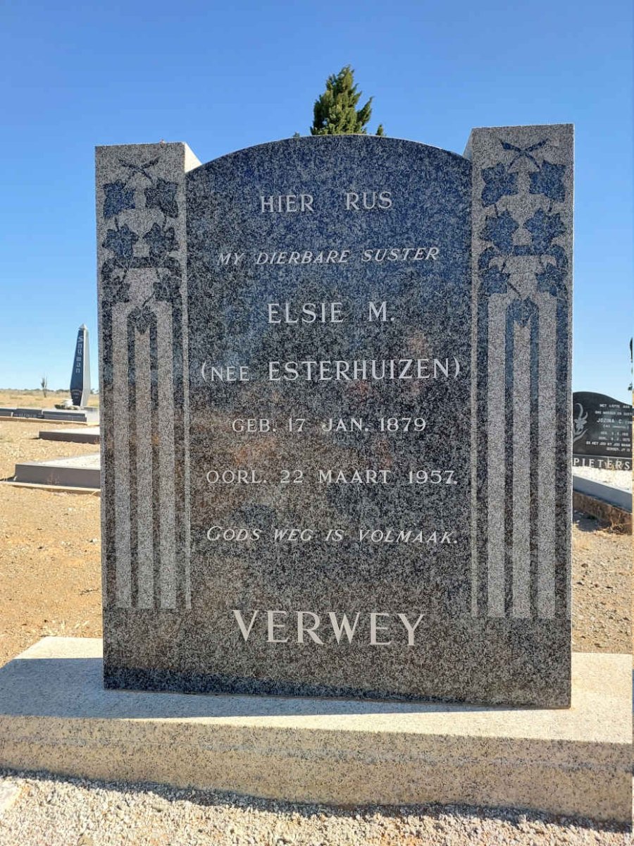 VERWEY Elsie M. nee ESTERHUIZEN 1879-1957