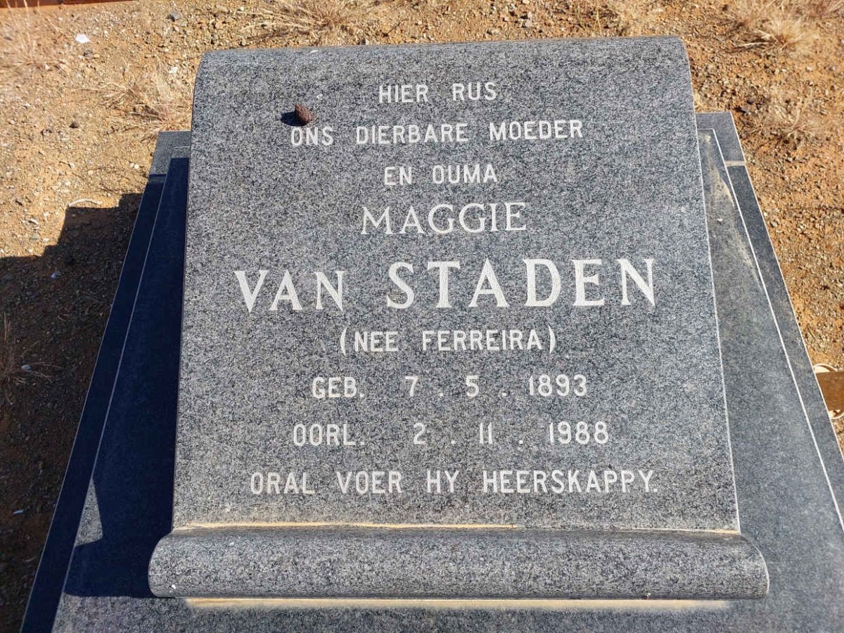 STADEN Maggie, van nee FERREIRA 1893-1988
