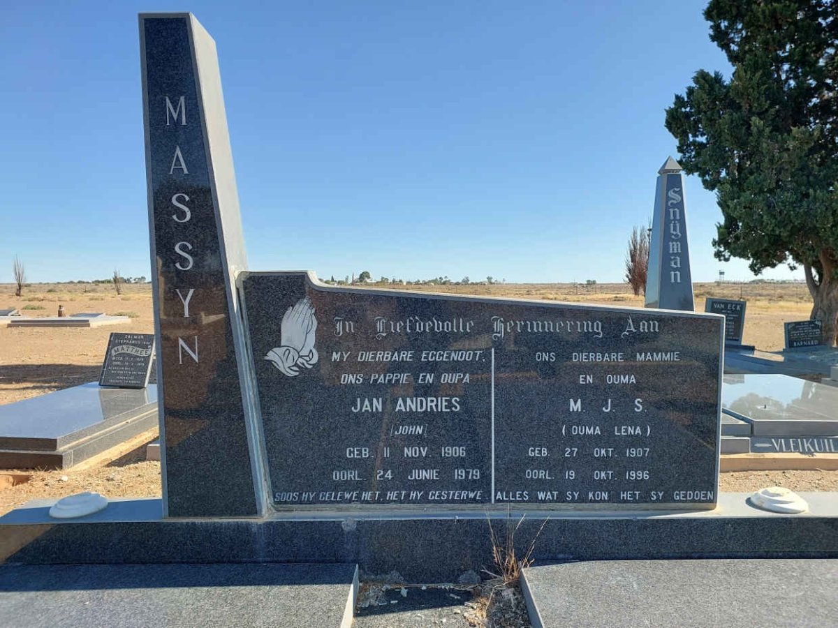 MASSYN Jan Andries 1906-1979 &amp; M.J.S. 1907-1996