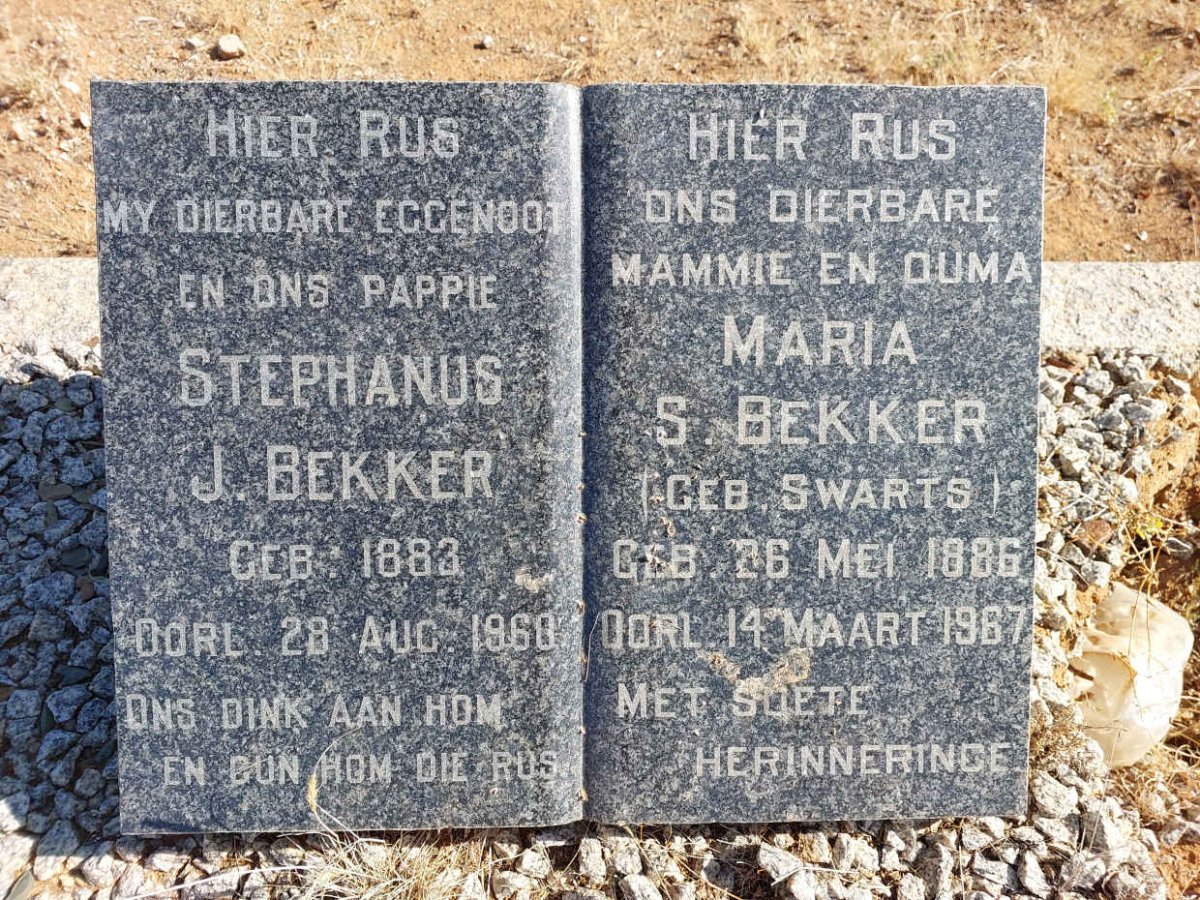 BEKKER Stephanus J. 1883-1960 &amp; SWARTS Maria S. 1886-1967