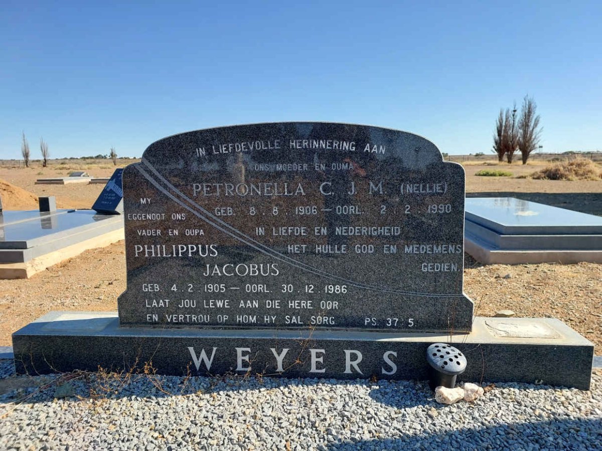 WEYERS Philippus Jacobus 1905-1986 &amp; Petronella C.J.M. 1906-1990