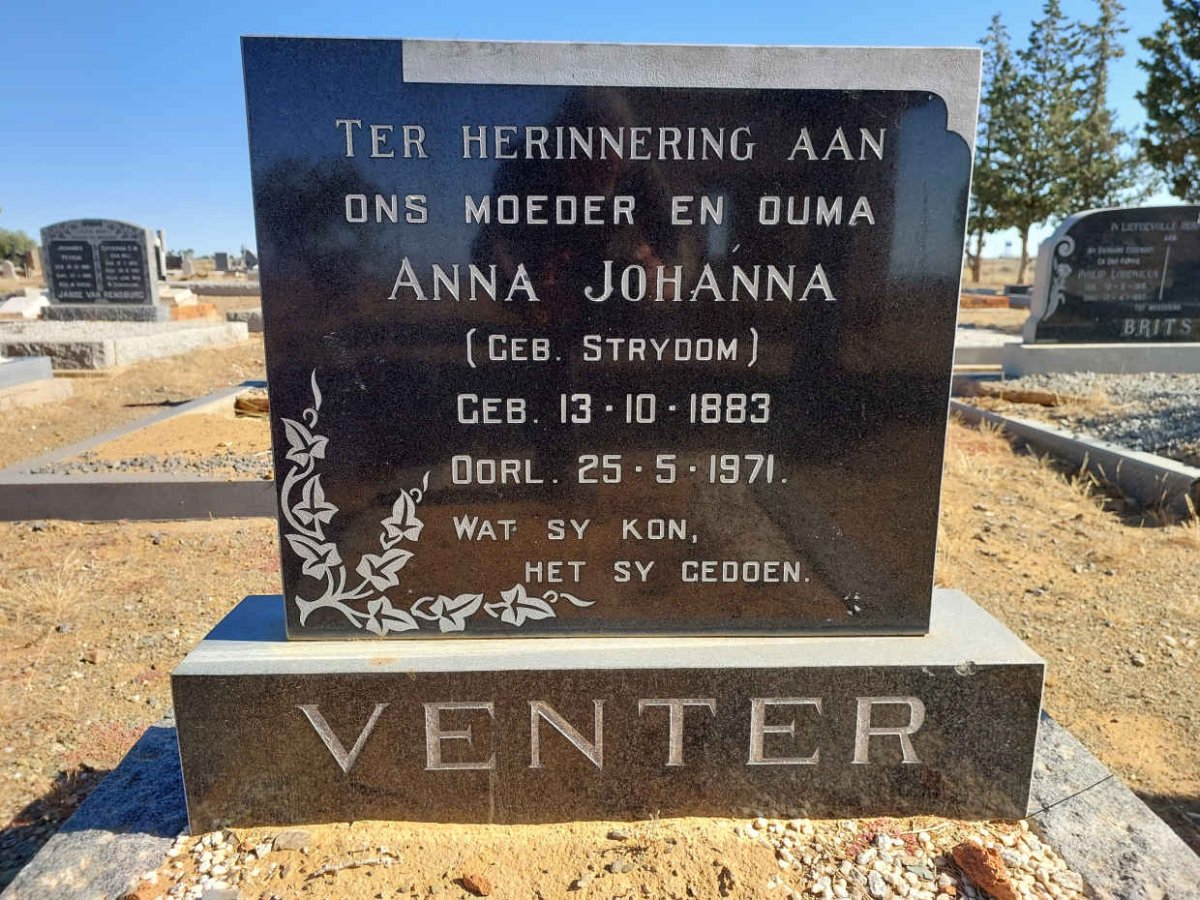 VENTER Anna Johanna nee STRYDOM 1883-1971