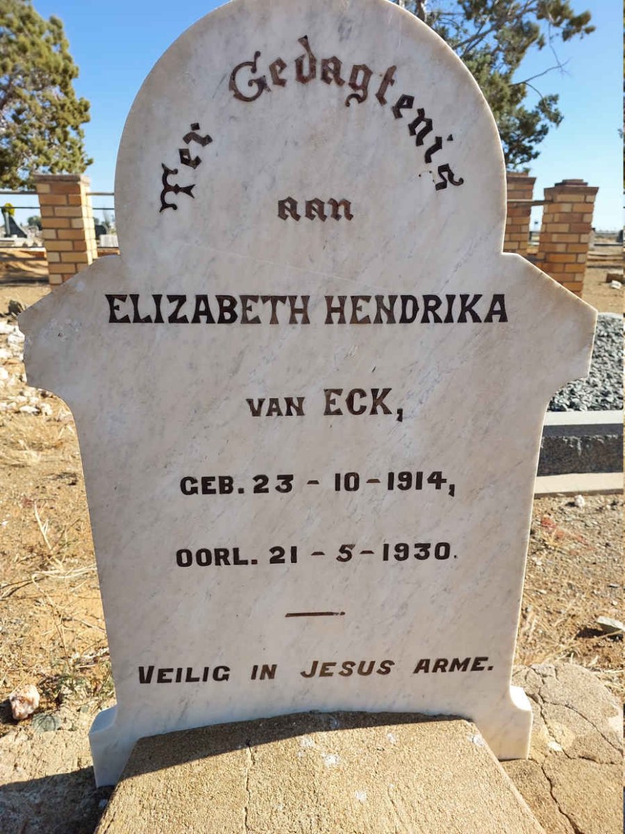 ECK Elizabeth Hendrika, van 1914-1930