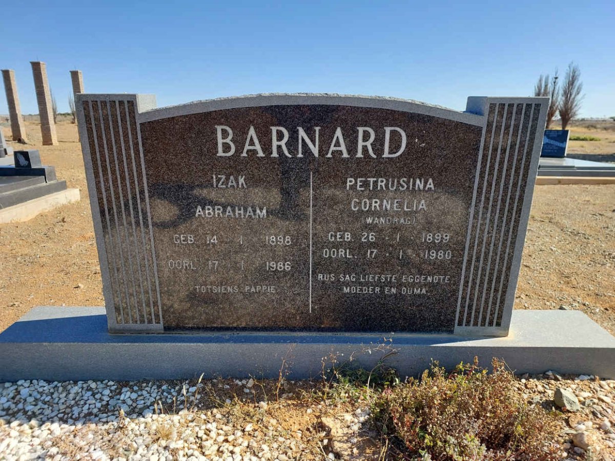 BARNARD Izak Abraham 1898-1986 &amp; Petrusina Cornelia WANDRAG 1899-1980