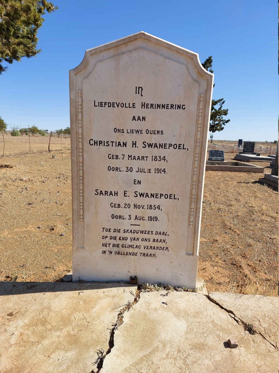 SWANEPOEL Christian H. 1834-1914 &amp; Sarah E. 1854-1919