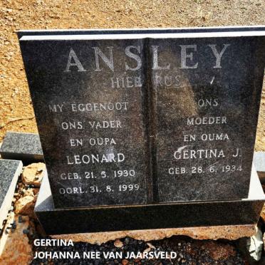 ANSLEY Leonard 1930-1999 & Gertina J. 1934-