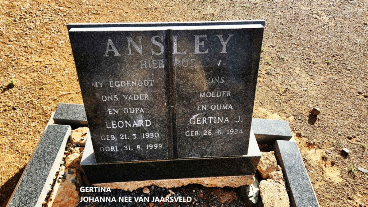 ANSLEY Leonard 1930-1999 & Gertina J. 1934-