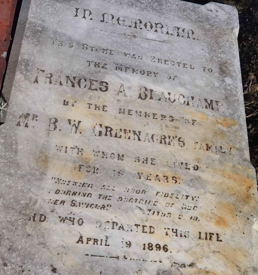 BEAUCHAMP Frances A. -1896