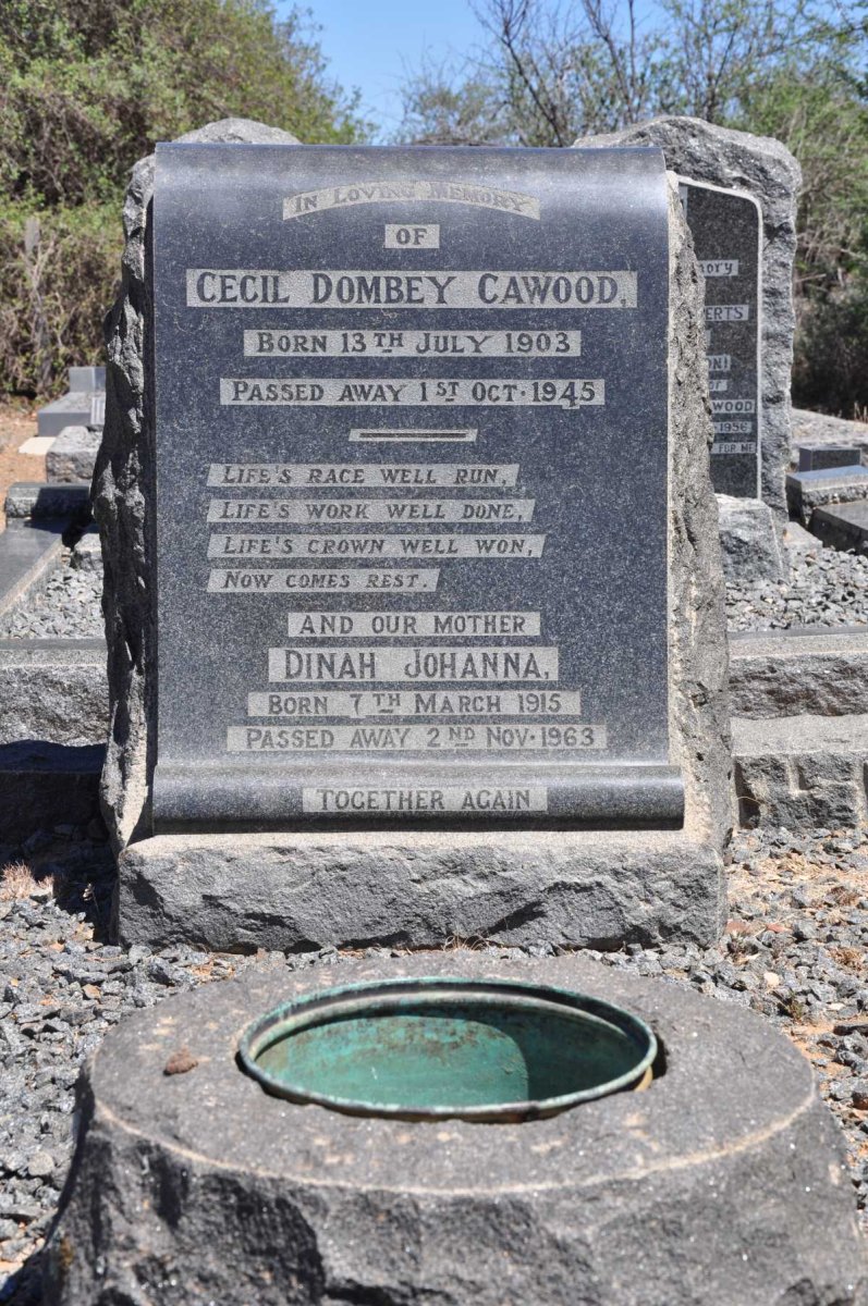 CAWOOD Cecil Dombey 1903-1945 &amp; Dinah Johanna 1915-1963