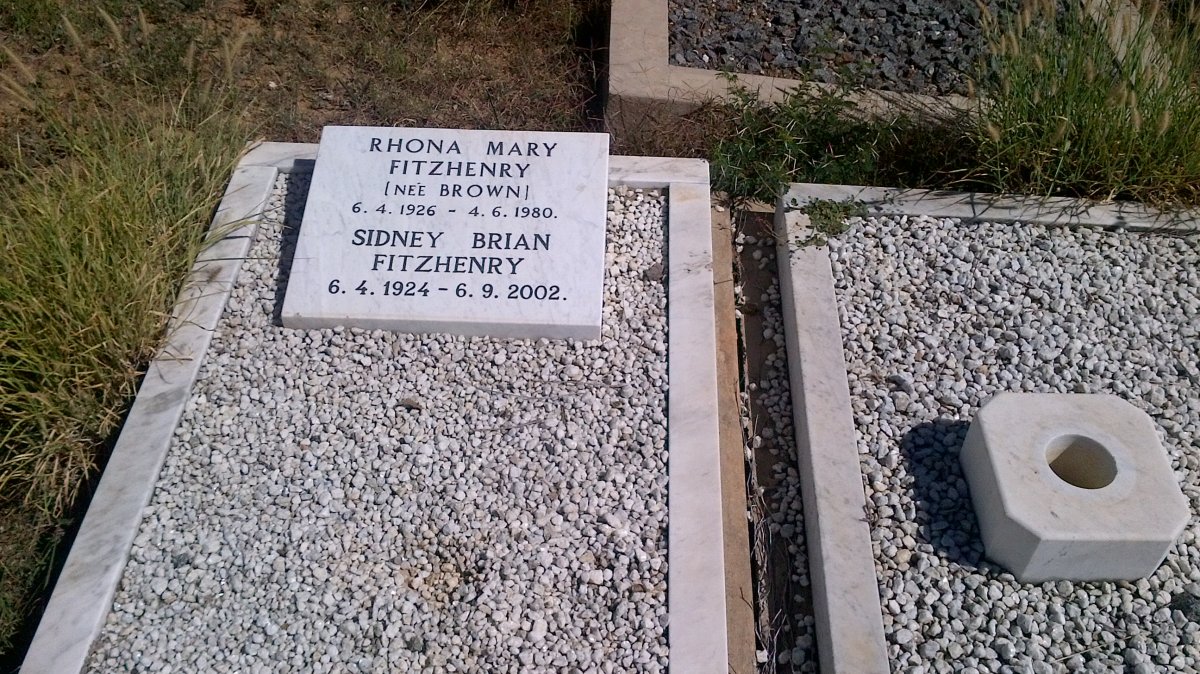 FITZHENRY Sidney Brian 1924-2002 &amp; Rhona Mary BROWN 1926-1980