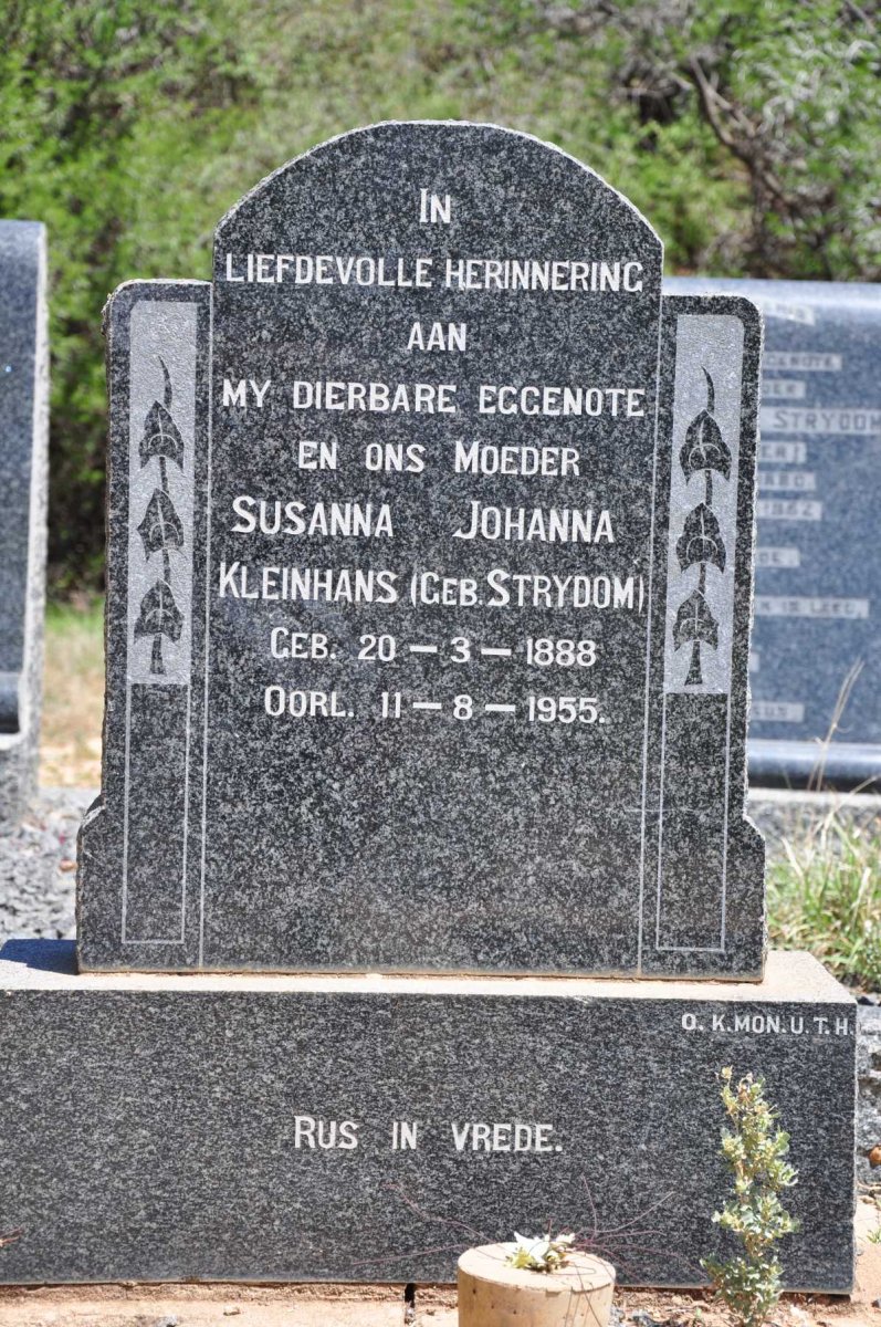 KLEINHANS Susanna Johanna nee STRYDOM 1888-1955