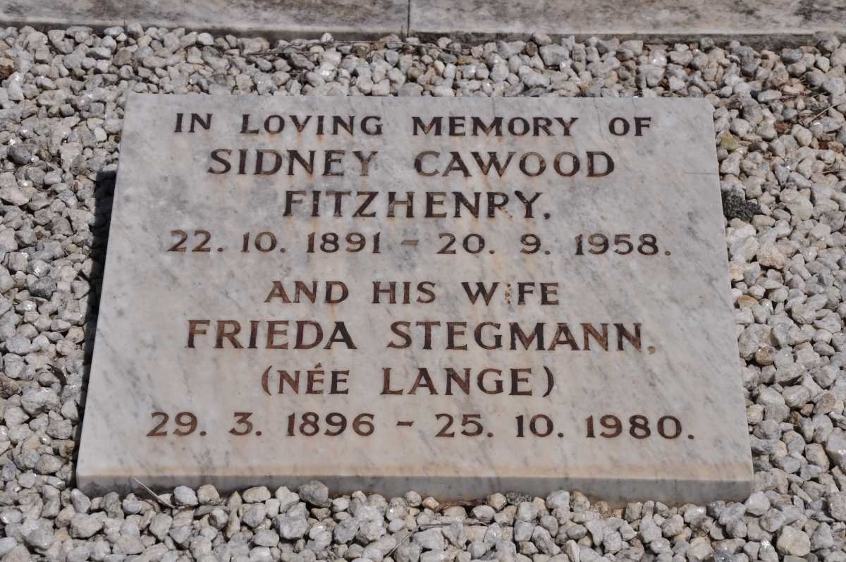 FITZHENRY Sidney Cawood 1891-1958 &amp; Frieda Stegmann LANGE 1896-1980