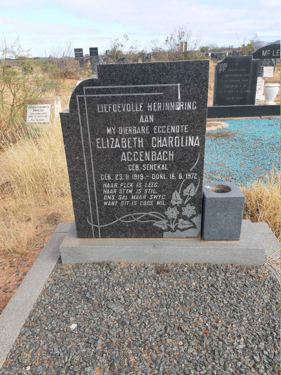 AGGENBACH Elizabeth Charolina nee SENEKAL 1919-1972