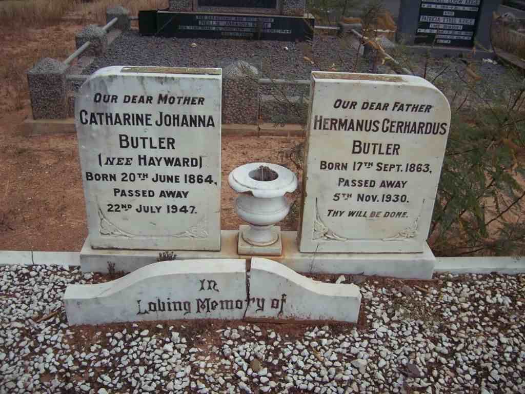 BUTLER Hermanus Gerhardus 1863-1930 &amp; Catharine Johanna HAYWARD 1864-1947