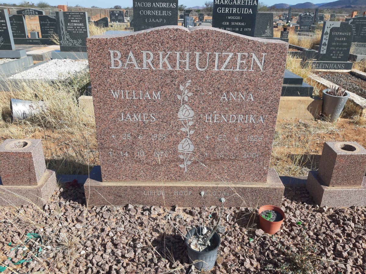 BARKHUIZEN William James 1923-1976 &amp; Anna Hendrika 1926-2001
