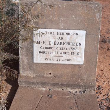 BARKHUIZEN M.K.E. 1892-1946