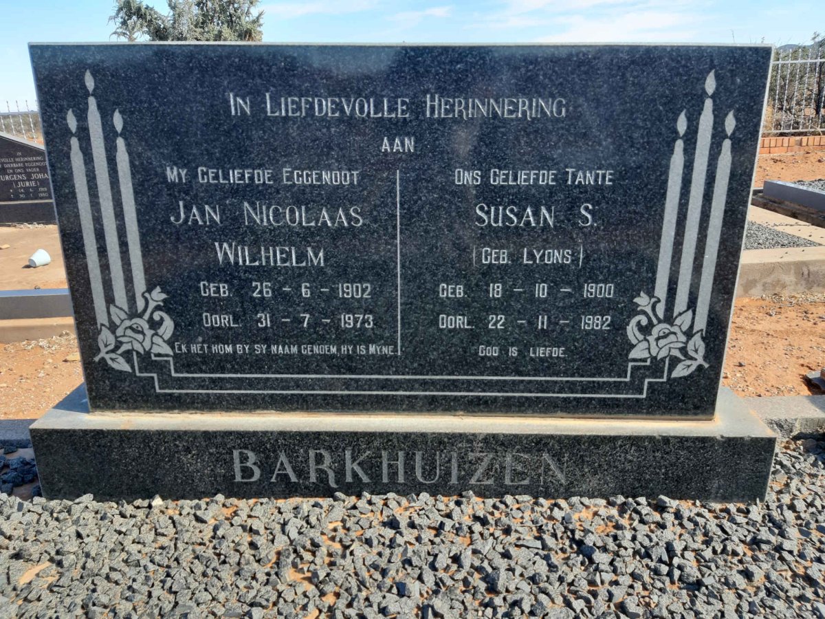 BARKHUIZEN Jan Nicolaas Wilhelm 1902-1973 &amp; Susan S. LYONS 1900-1982
