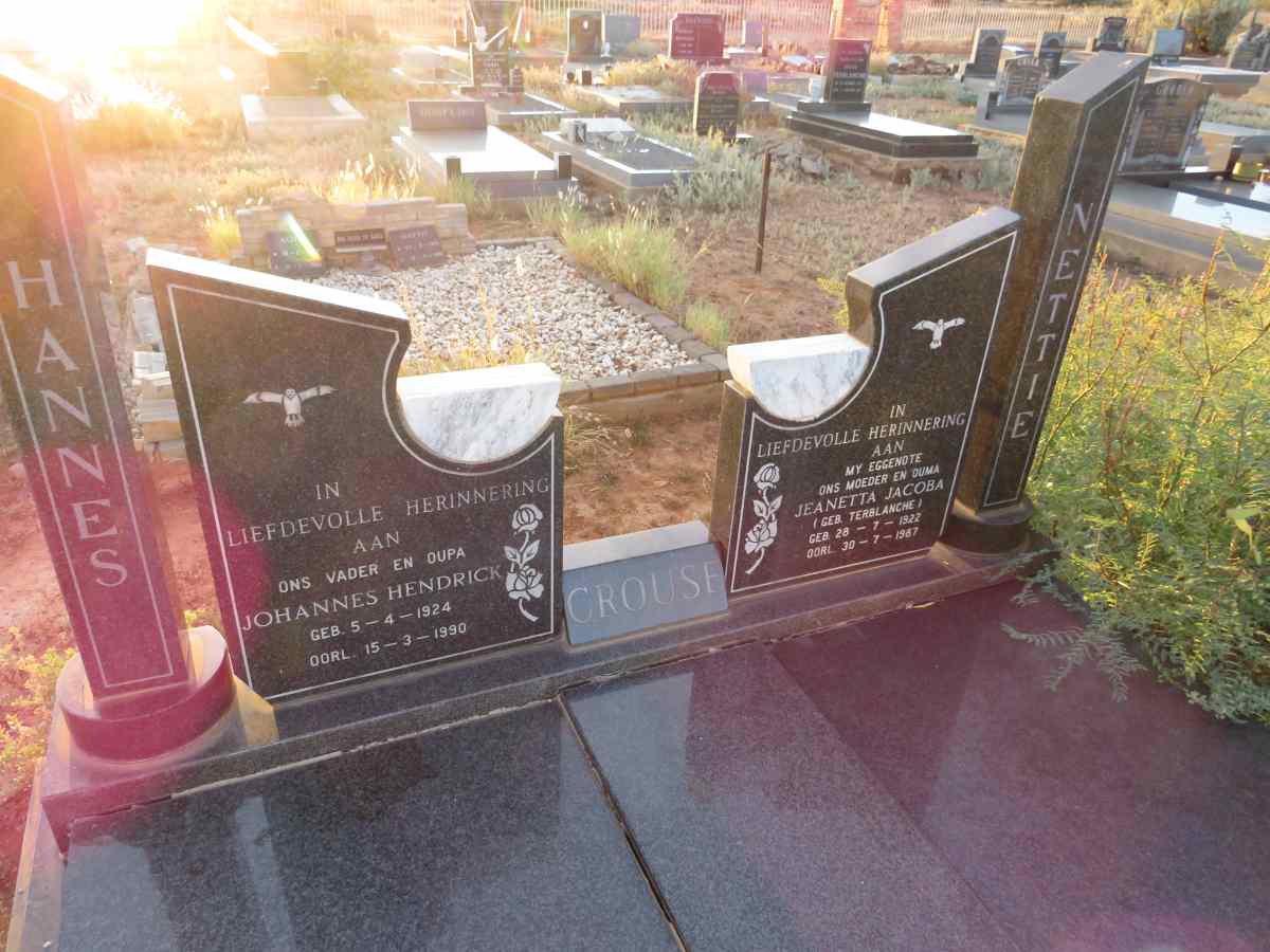 CROUSE Johannes Hendrick 1924-1990 & Jeanetta Jacoba TERBLANCHE 1922-1987