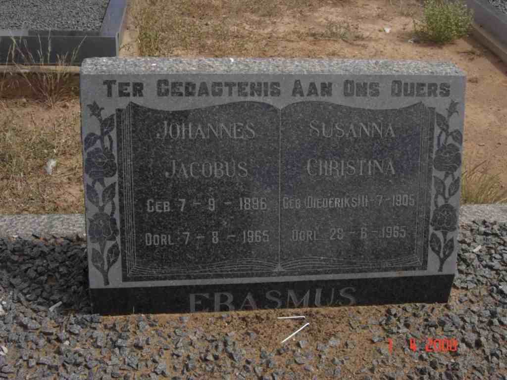 ERASMUS Johannes Jacobus 1896-1965 &amp; Susanna Christina DIEDERICKS 1905-1965