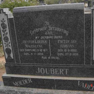 JOUBERT Pieter Jan Adriaan 1882-1959 &amp; Hester Louisa Magdalena DORFLING 1871-1935