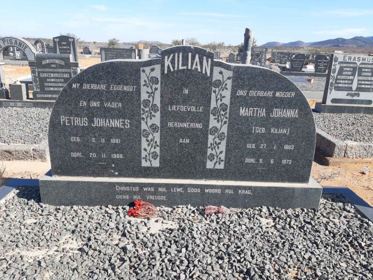 KILIAN Petrus Johannes 1881-1968 &amp; Martha Johanna KILIAN 1883-1973